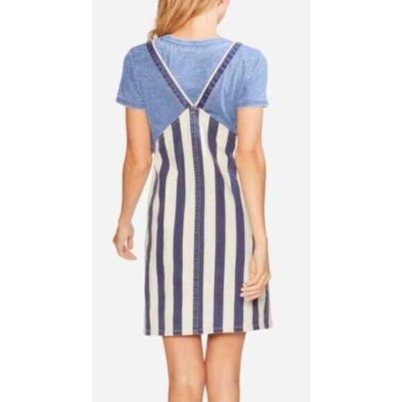 Vince Camuto Blue Denim Striped Casual Overall Dress Size Extra Small - Picture 2 of 12